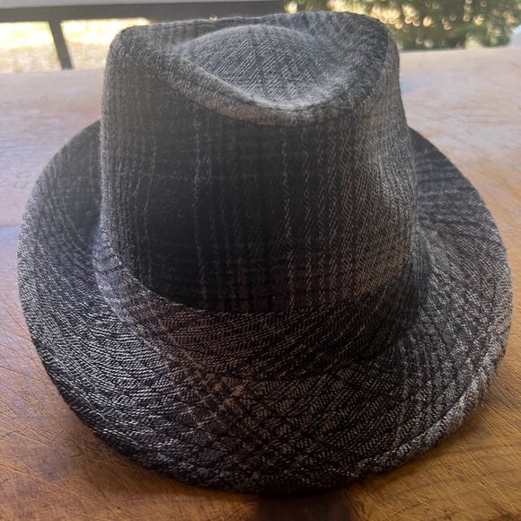 Ole Wool & Viscose Black & Gray Plaid Fedora Hat Mens O/S 24” circumference - Picture 2 of 7